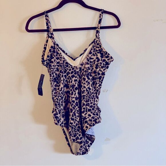 Aqua Green Swimsuit Cheetah Animal Print Adj Straps Padded Sz Large NWT - Picture 4 of 4